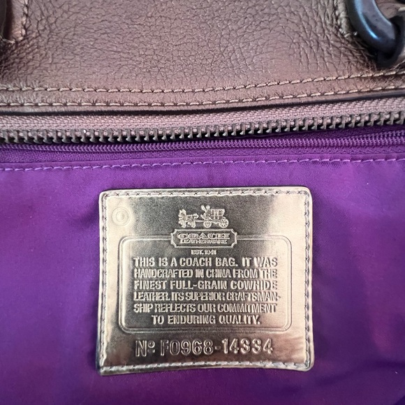 LIKE NEW Coach Madison Clair Metallic Bronze Pebbled Leather Satchel Bag 👜 - Picture 13 of 15